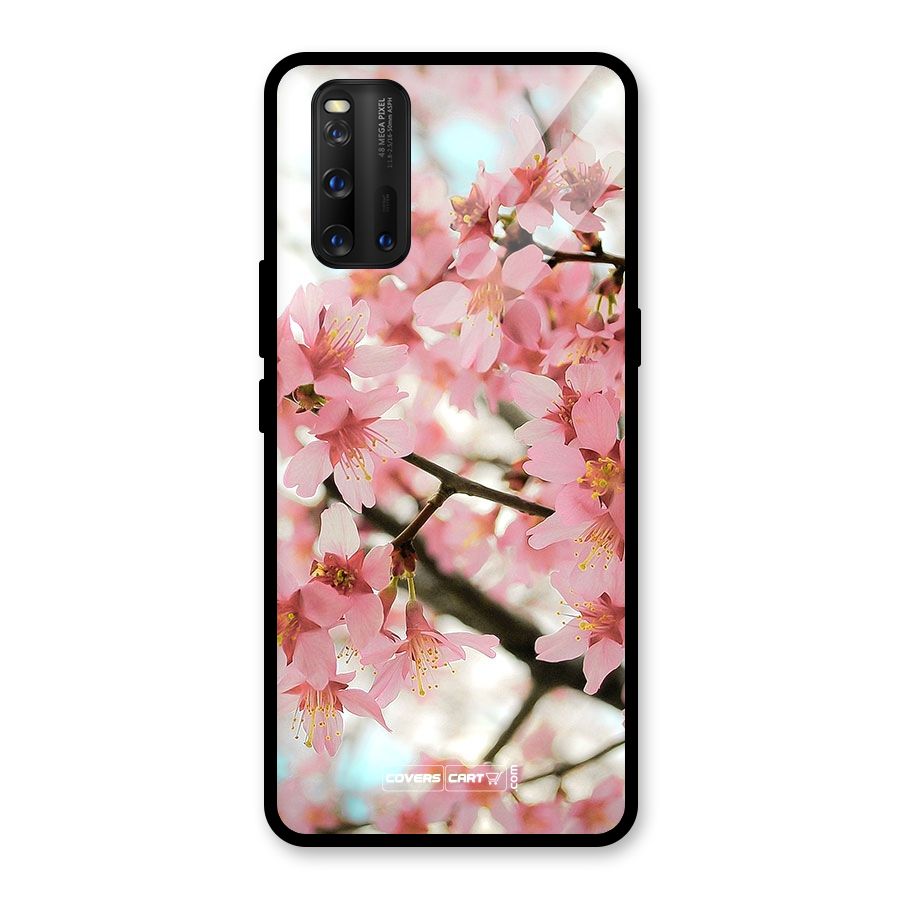 Peach Floral Glass Back Case for Vivo iQOO 3