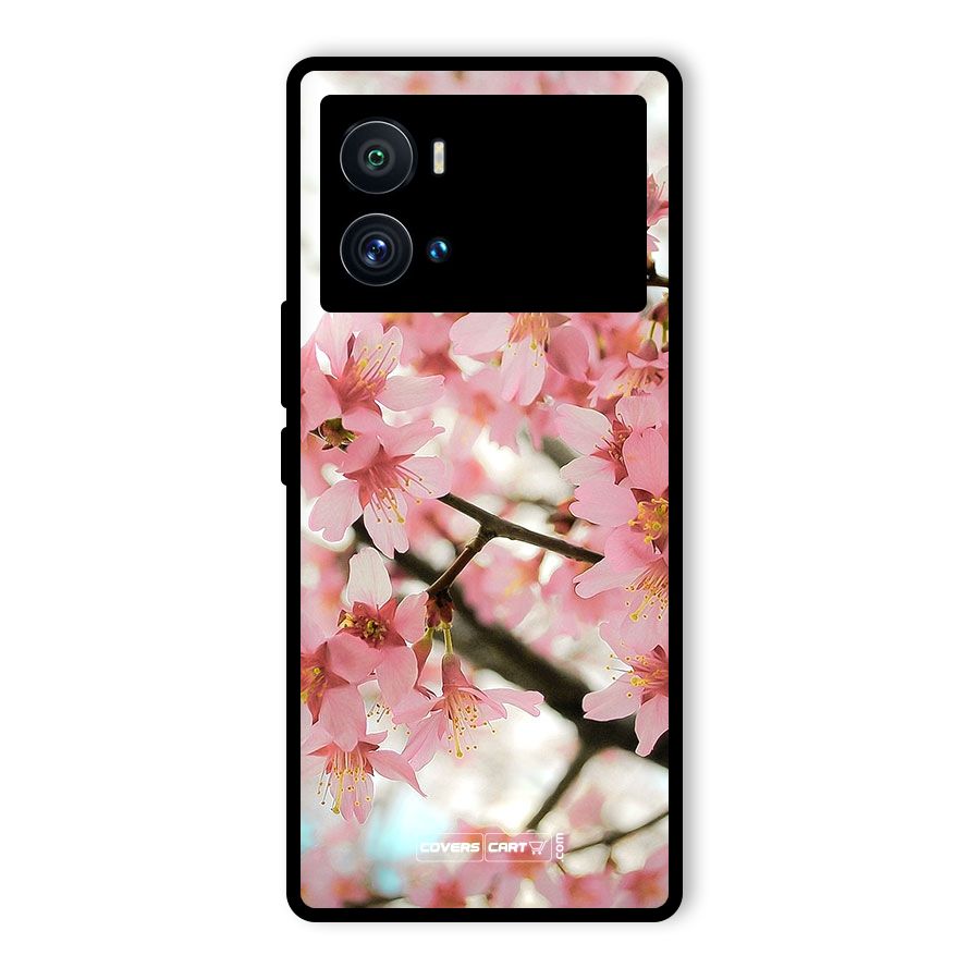 Peach Floral Glass Back Case for Vivo iQOO 9 Pro