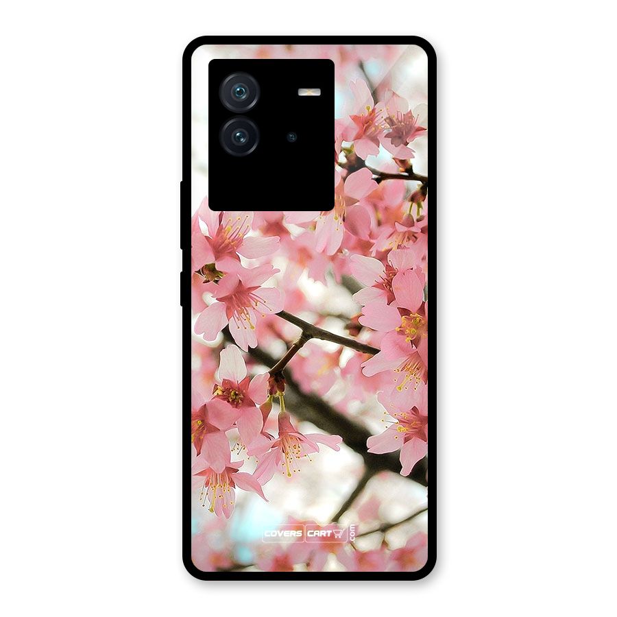 Peach Floral Glass Back Case for Vivo iQOO Neo 6 5G