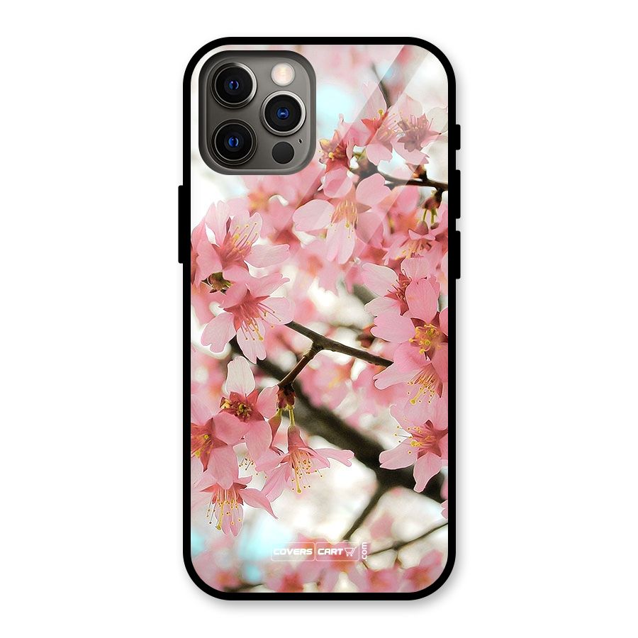 Peach Floral Glass Back Case for iPhone 12 Pro