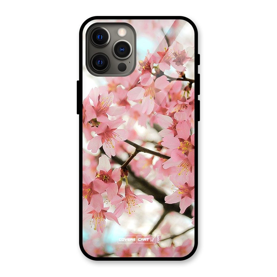 Peach Floral Glass Back Case for iPhone 12 Pro Max