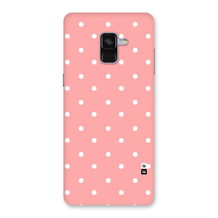 Peach Polka Pattern Back Case for Galaxy A8 Plus