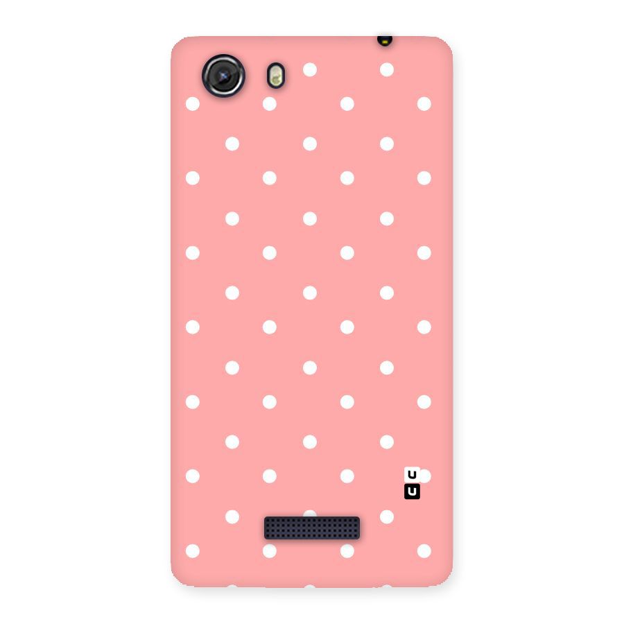 Peach Polka Pattern Back Case for Micromax Unite 3