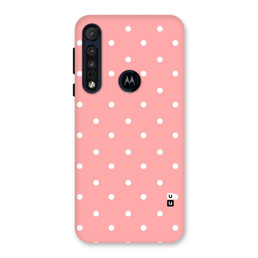 Peach Polka Pattern Back Case for Motorola One Macro
