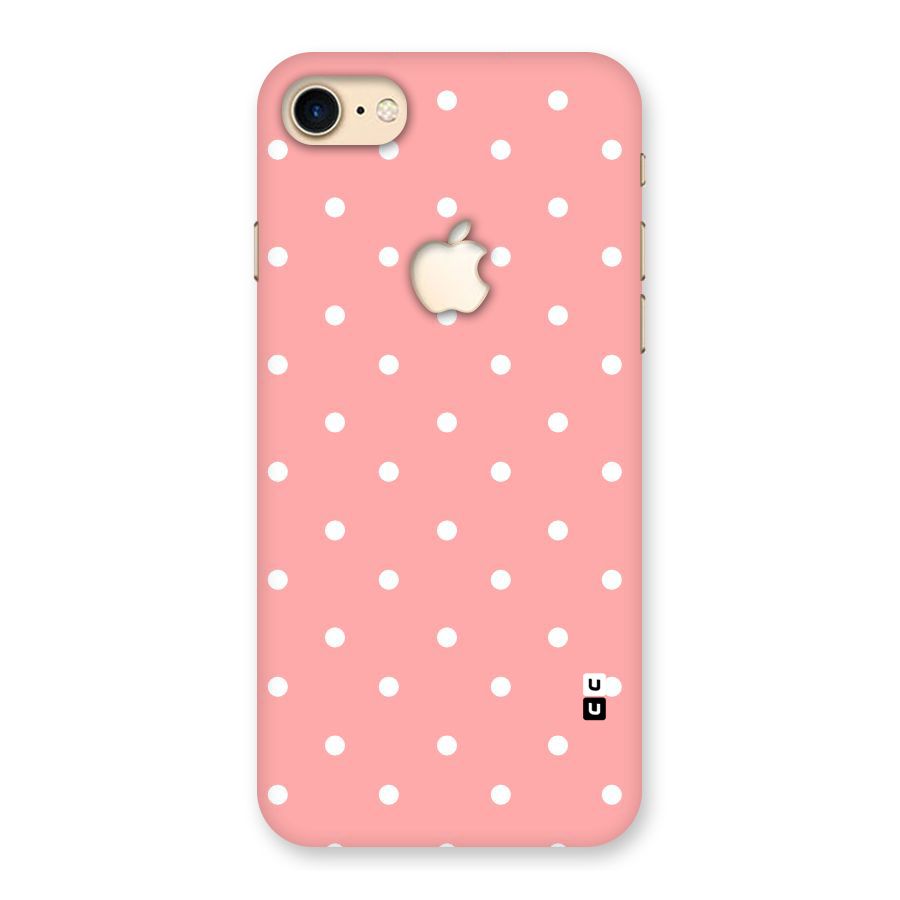 Peach Polka Pattern Back Case for iPhone 7 Apple Cut