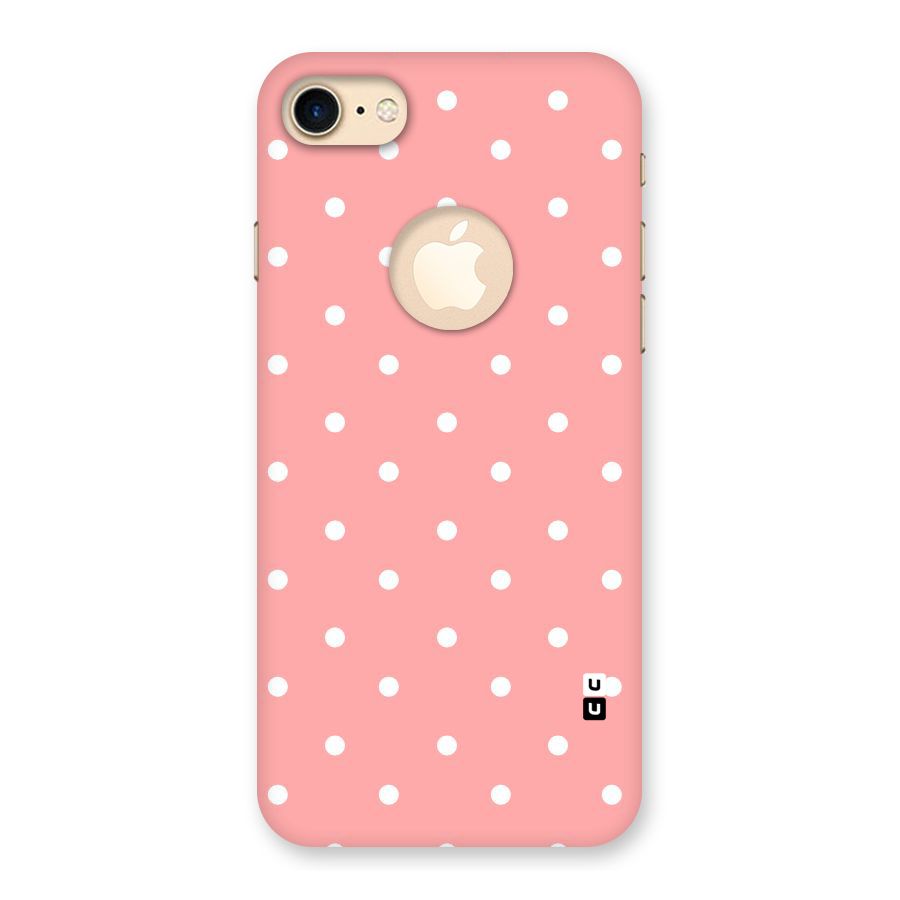 Peach Polka Pattern Back Case for iPhone 7 Logo Cut