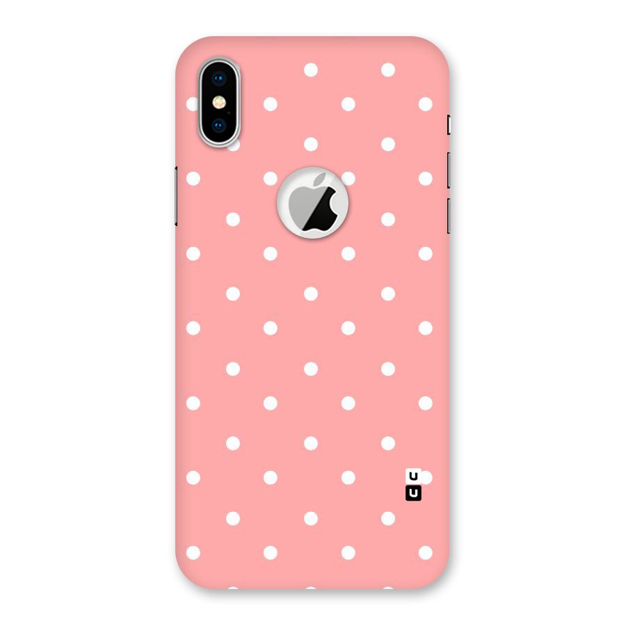 Peach Polka Pattern Back Case for iPhone X Logo Cut