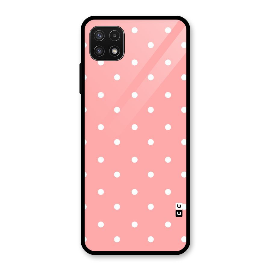 Peach Polka Pattern Glass Back Case for Galaxy A22 5G