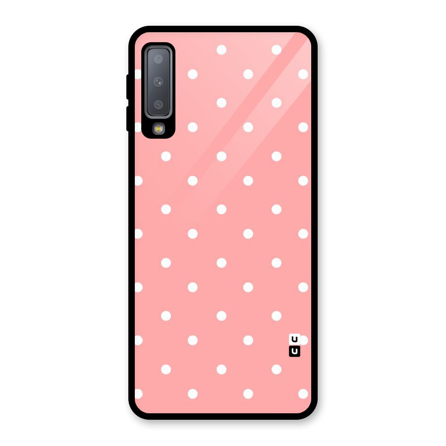 Peach Polka Pattern Glass Back Case for Galaxy A7 (2018)
