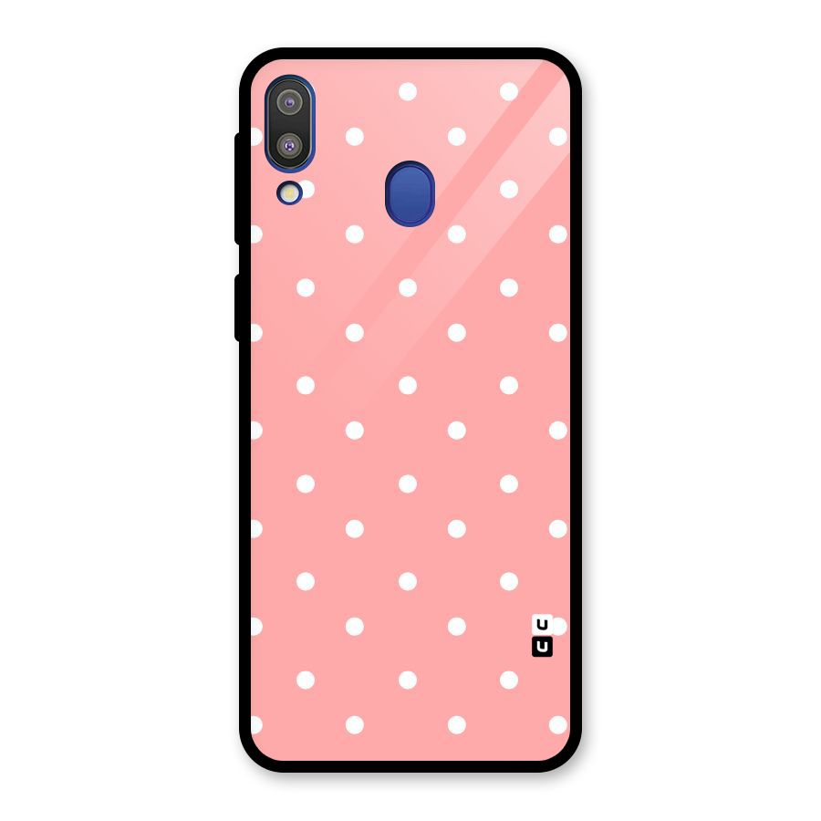 Peach Polka Pattern Glass Back Case for Galaxy M20