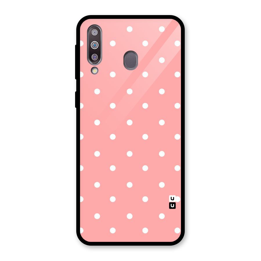 Peach Polka Pattern Glass Back Case for Galaxy M30