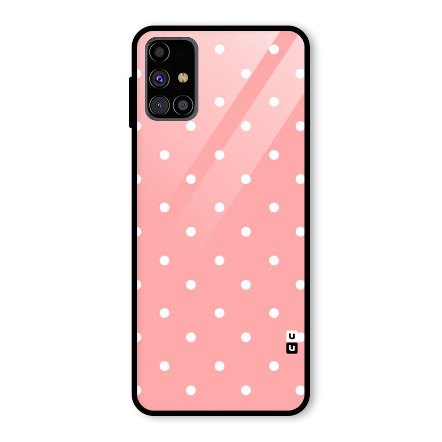 Peach Polka Pattern Glass Back Case for Galaxy M31s