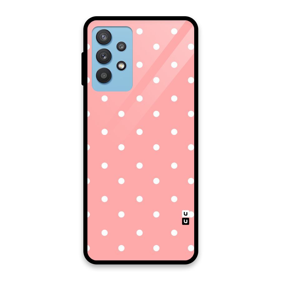 Peach Polka Pattern Glass Back Case for Galaxy M32 5G