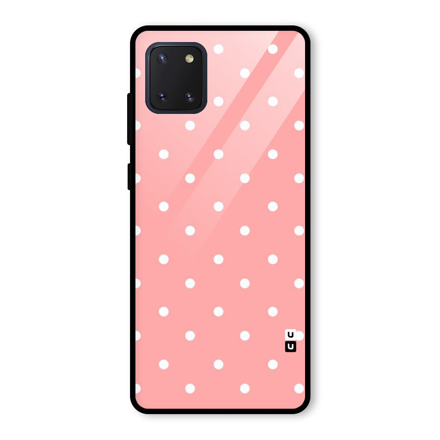 Peach Polka Pattern Glass Back Case for Galaxy Note 10 Lite