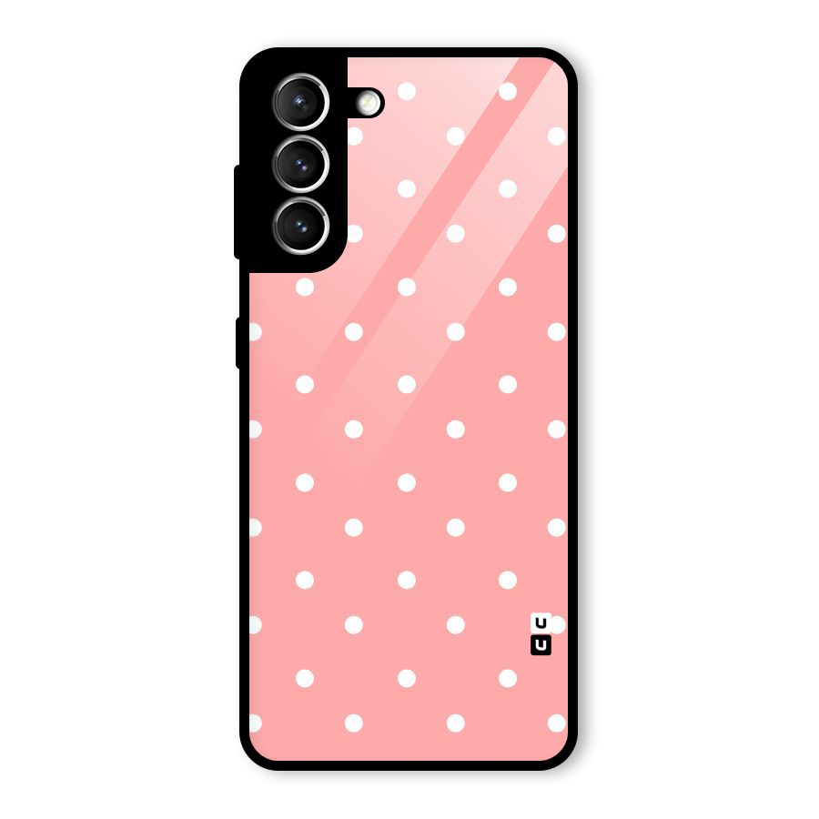 Peach Polka Pattern Glass Back Case for Galaxy S21 5G