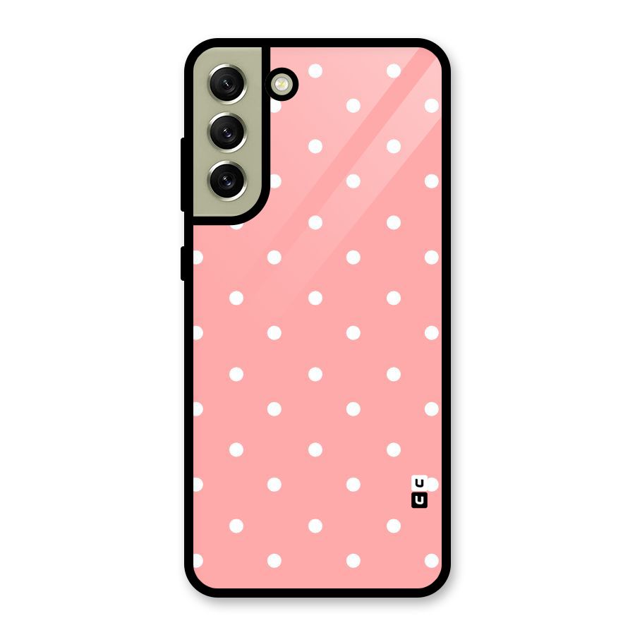 Peach Polka Pattern Glass Back Case for Galaxy S21 FE 5G