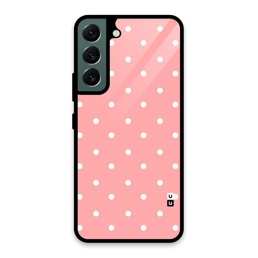 Peach Polka Pattern Glass Back Case for Galaxy S22 5G