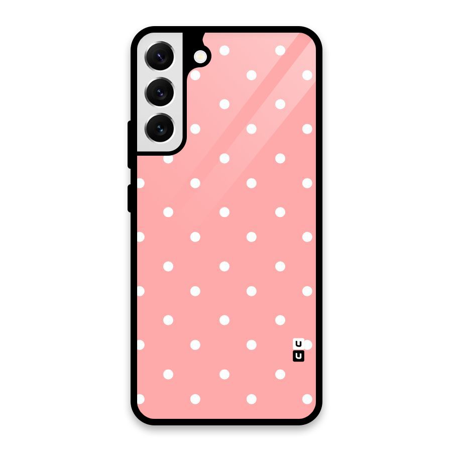 Peach Polka Pattern Glass Back Case for Galaxy S22 Plus 5G