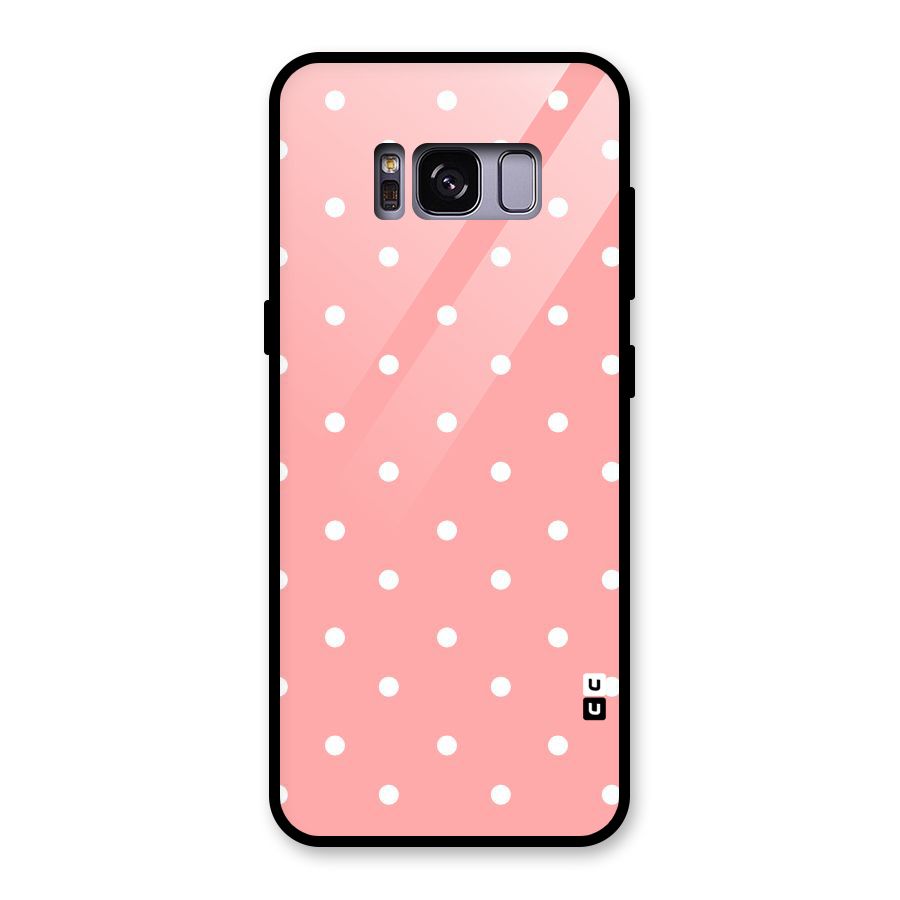 Peach Polka Pattern Glass Back Case for Galaxy S8