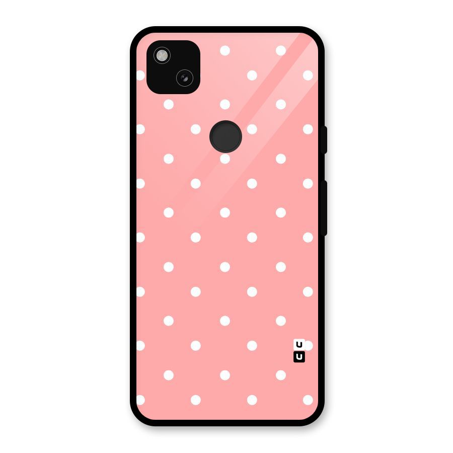 Peach Polka Pattern Glass Back Case for Google Pixel 4a