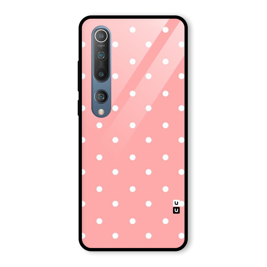 Peach Polka Pattern Glass Back Case for Mi 10