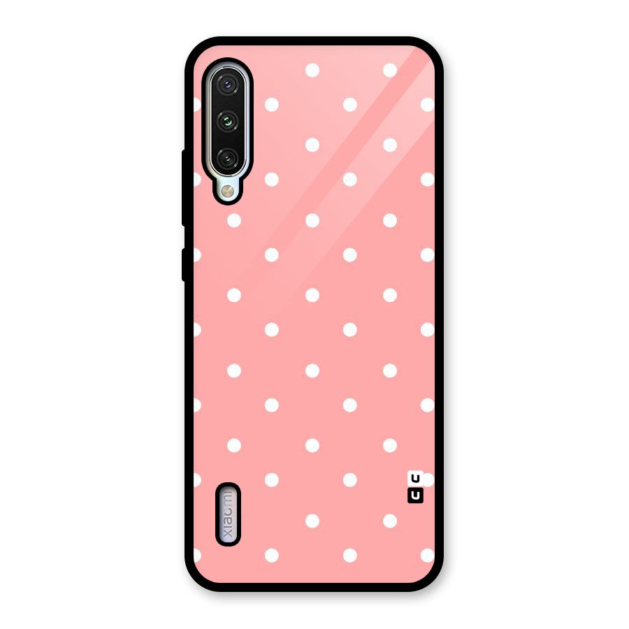 Peach Polka Pattern Glass Back Case for Mi A3