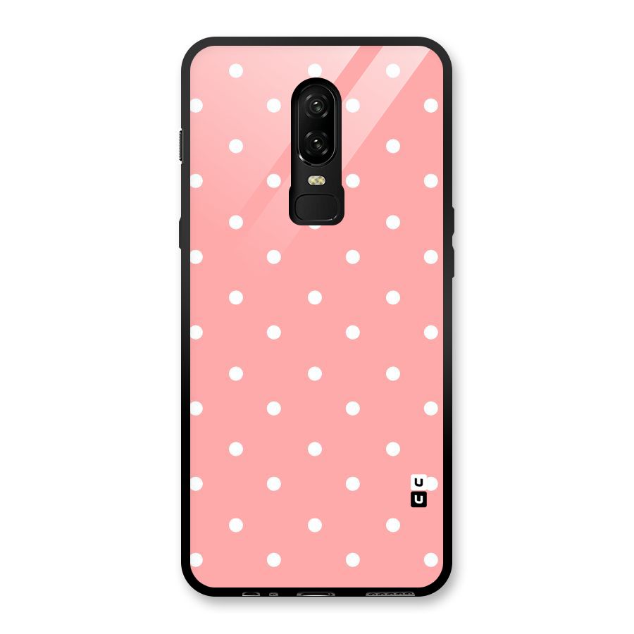 Peach Polka Pattern Glass Back Case for OnePlus 6