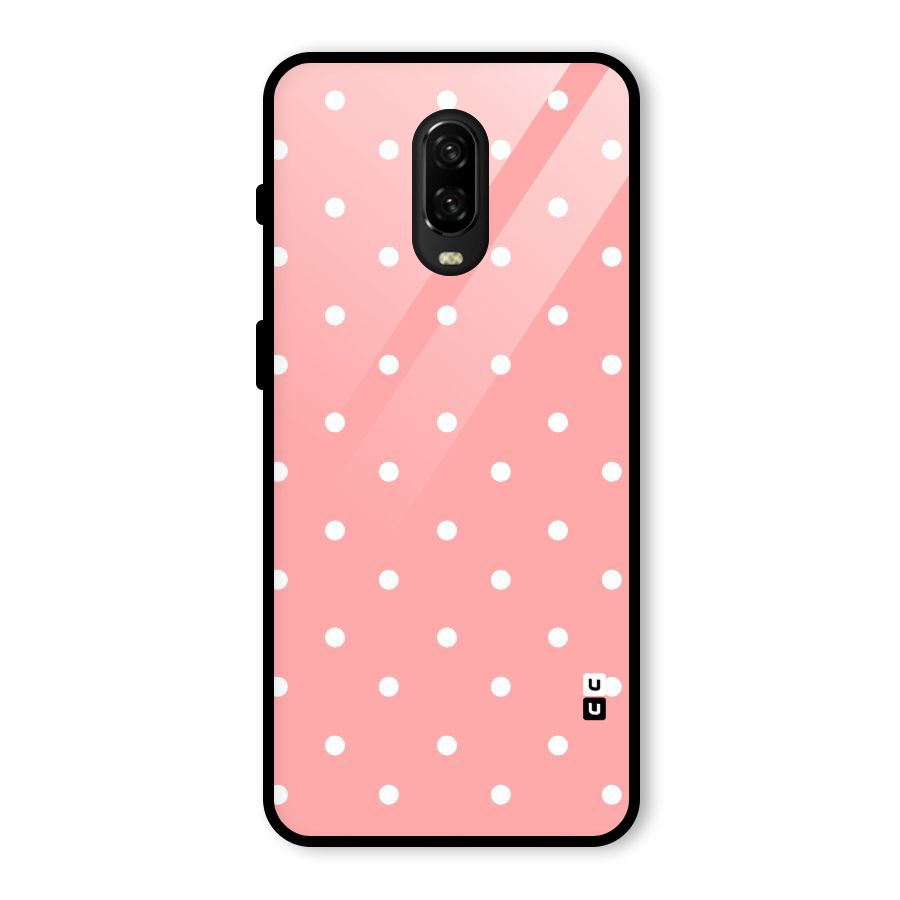 Peach Polka Pattern Glass Back Case for OnePlus 6T