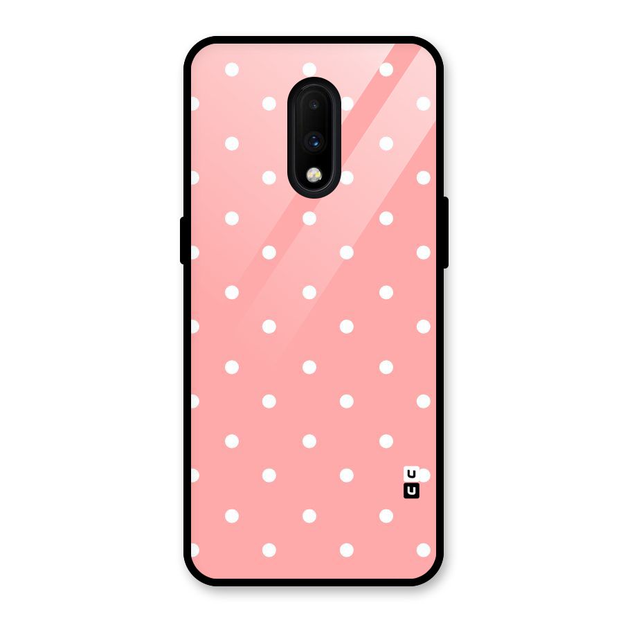 Peach Polka Pattern Glass Back Case for OnePlus 7