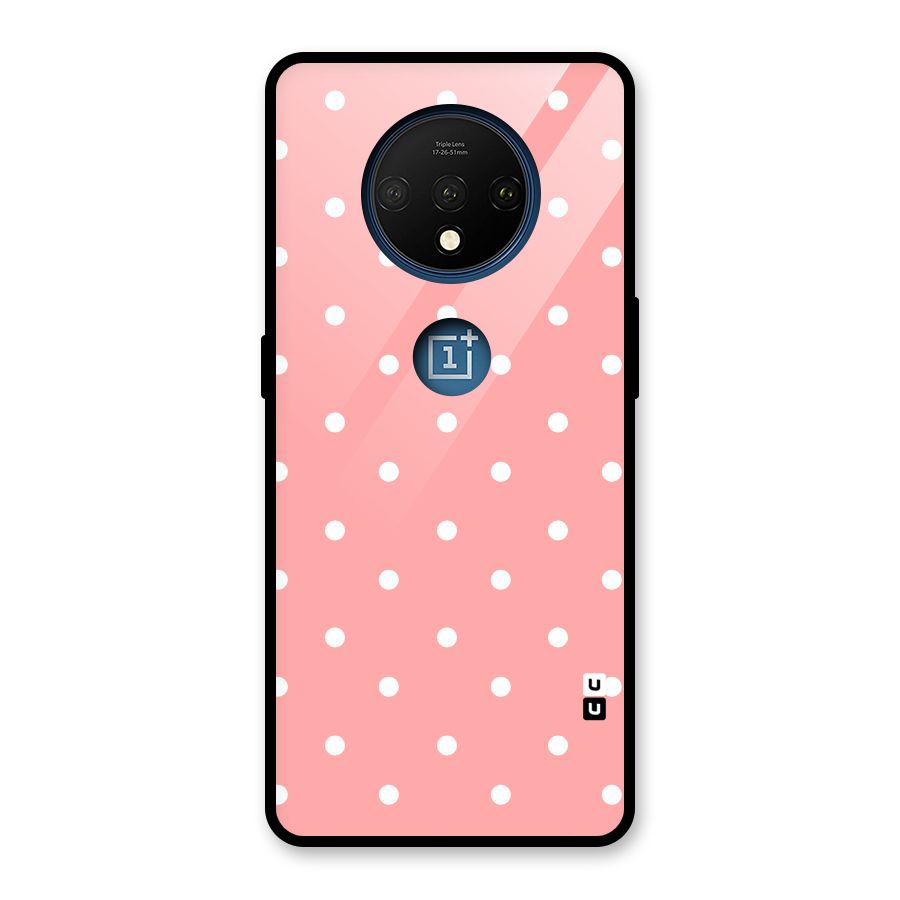 Peach Polka Pattern Glass Back Case for OnePlus 7T