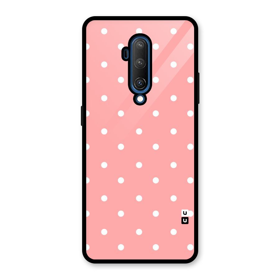 Peach Polka Pattern Glass Back Case for OnePlus 7T Pro