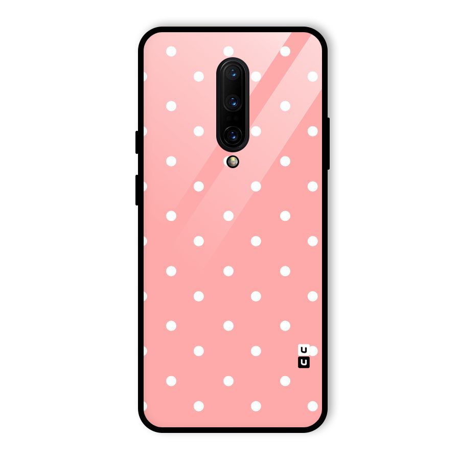 Peach Polka Pattern Glass Back Case for OnePlus 7 Pro