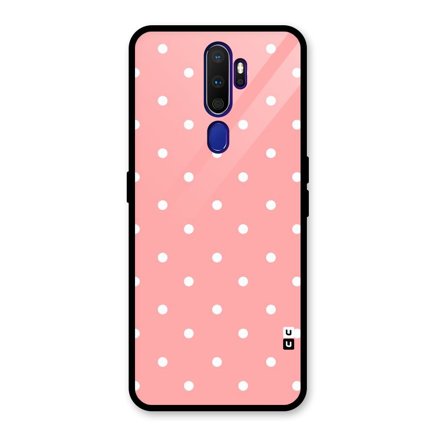 Peach Polka Pattern Glass Back Case for Oppo A9 (2020)