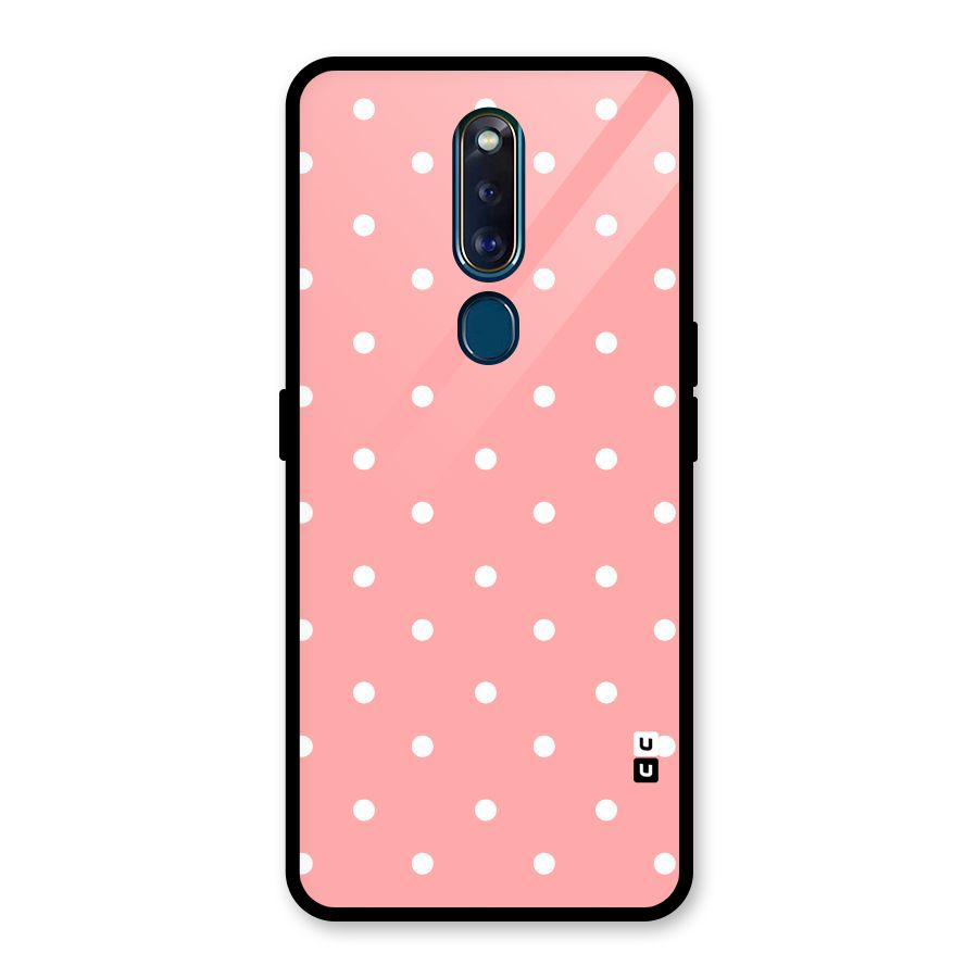 Peach Polka Pattern Glass Back Case for Oppo F11 Pro