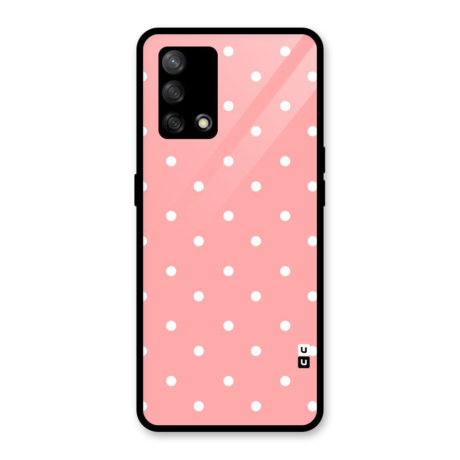 Peach Polka Pattern Glass Back Case for Oppo F19