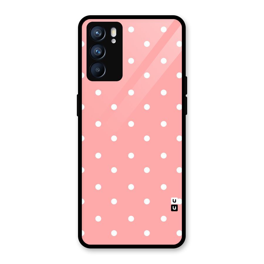 Peach Polka Pattern Glass Back Case for Oppo Reno6 5G