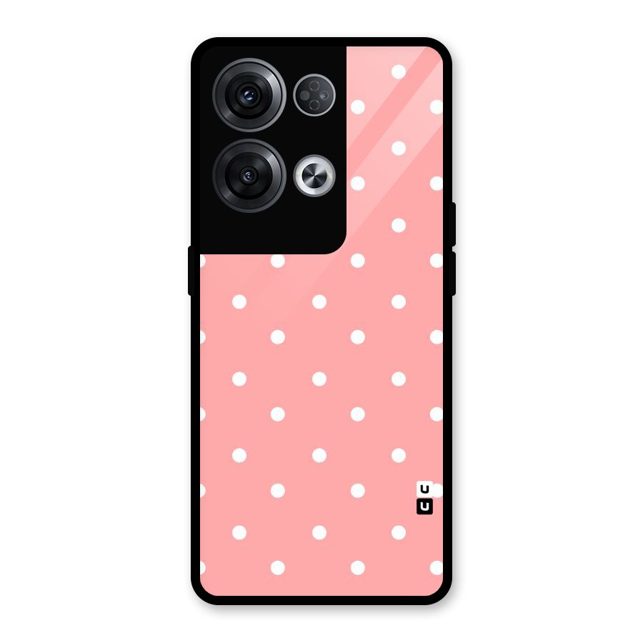 Peach Polka Pattern Glass Back Case for Oppo Reno8 Pro 5G