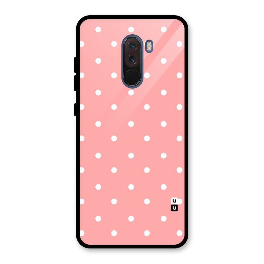 Peach Polka Pattern Glass Back Case for Poco F1