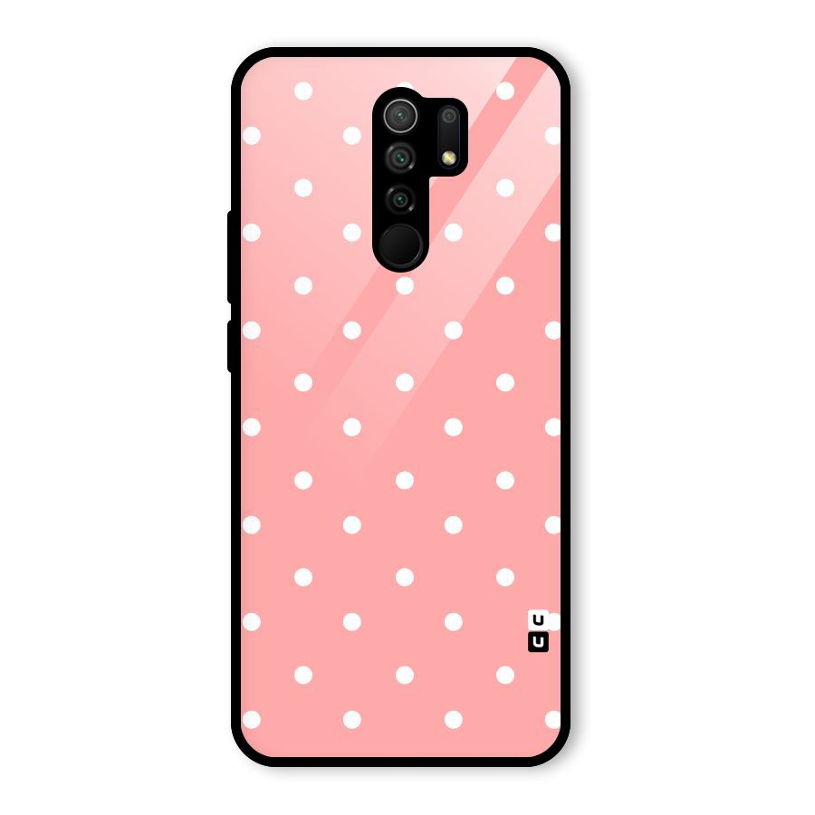 Peach Polka Pattern Glass Back Case for Poco M2