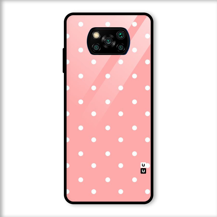 Peach Polka Pattern Glass Back Case for Poco X3