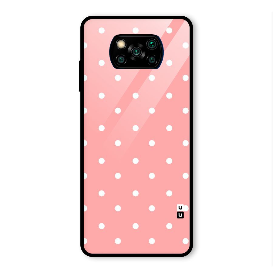 Peach Polka Pattern Glass Back Case for Poco X3 Pro