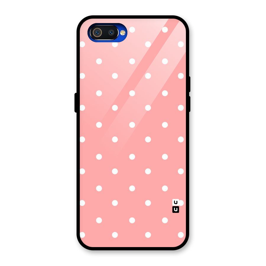 Peach Polka Pattern Glass Back Case for Realme C2