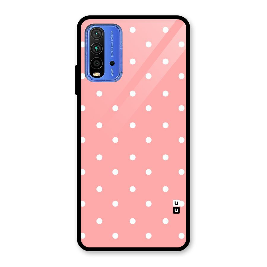 Peach Polka Pattern Glass Back Case for Redmi 9 Power