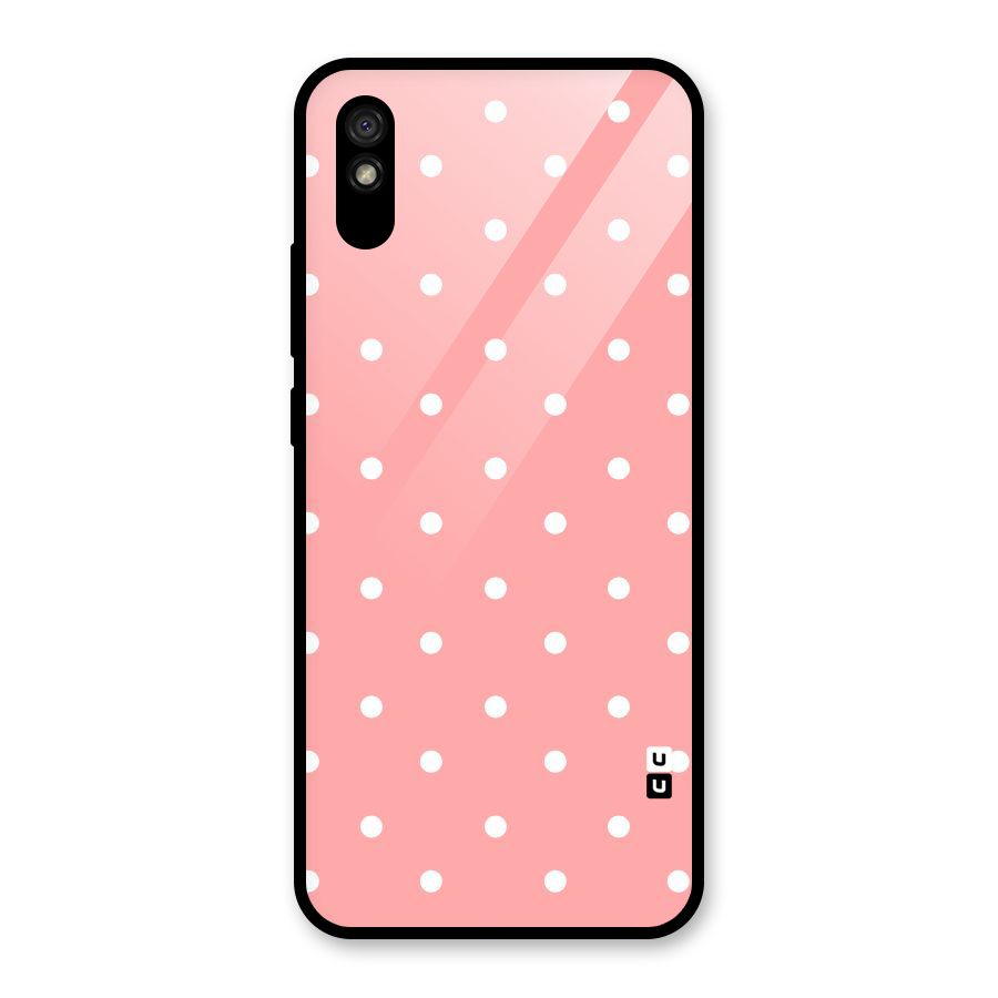 Peach Polka Pattern Glass Back Case for Redmi 9i