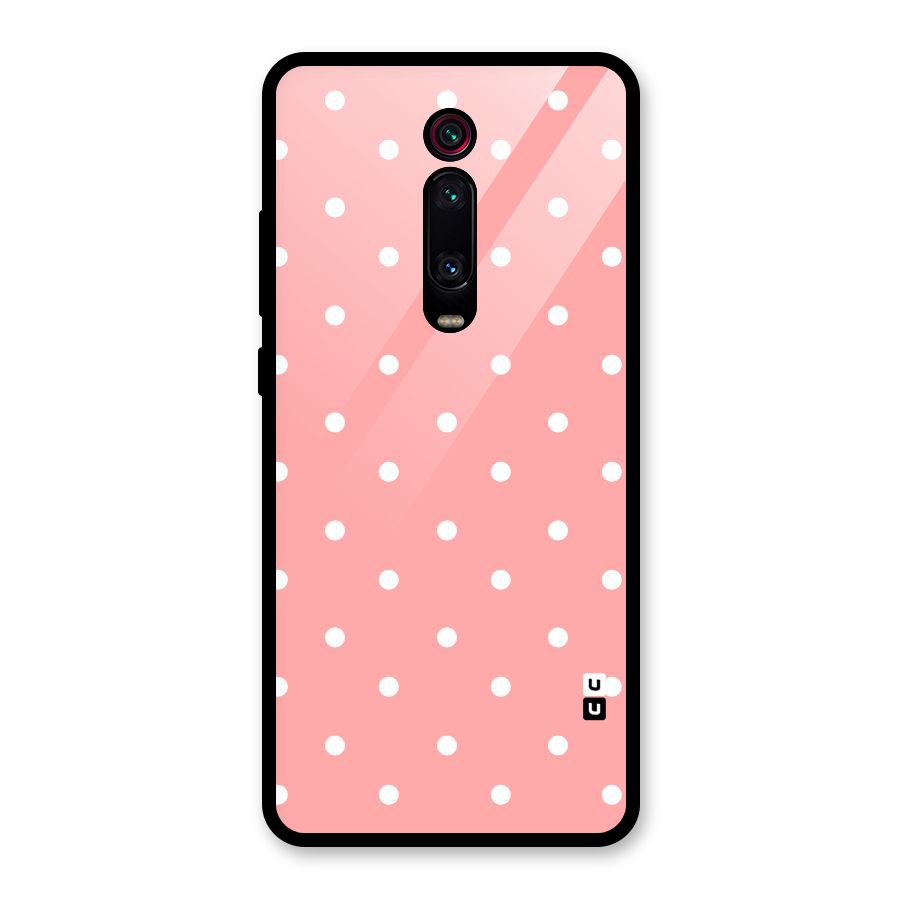 Peach Polka Pattern Glass Back Case for Redmi K20 Pro