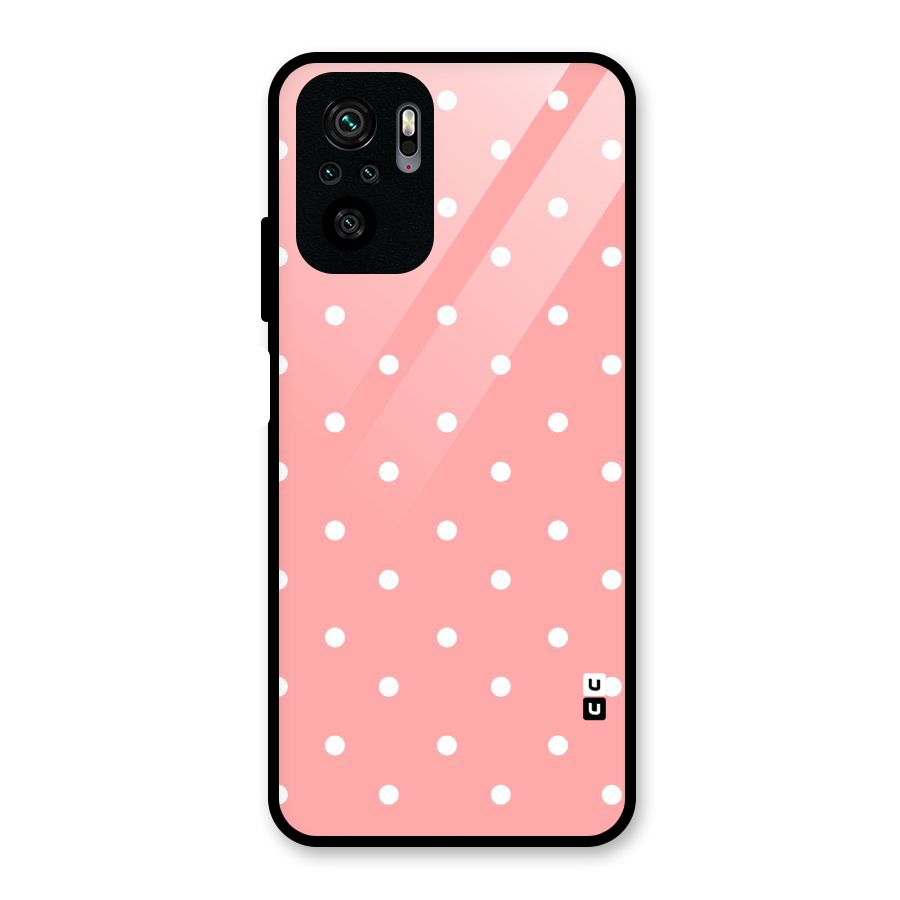 Peach Polka Pattern Glass Back Case for Redmi Note 10S