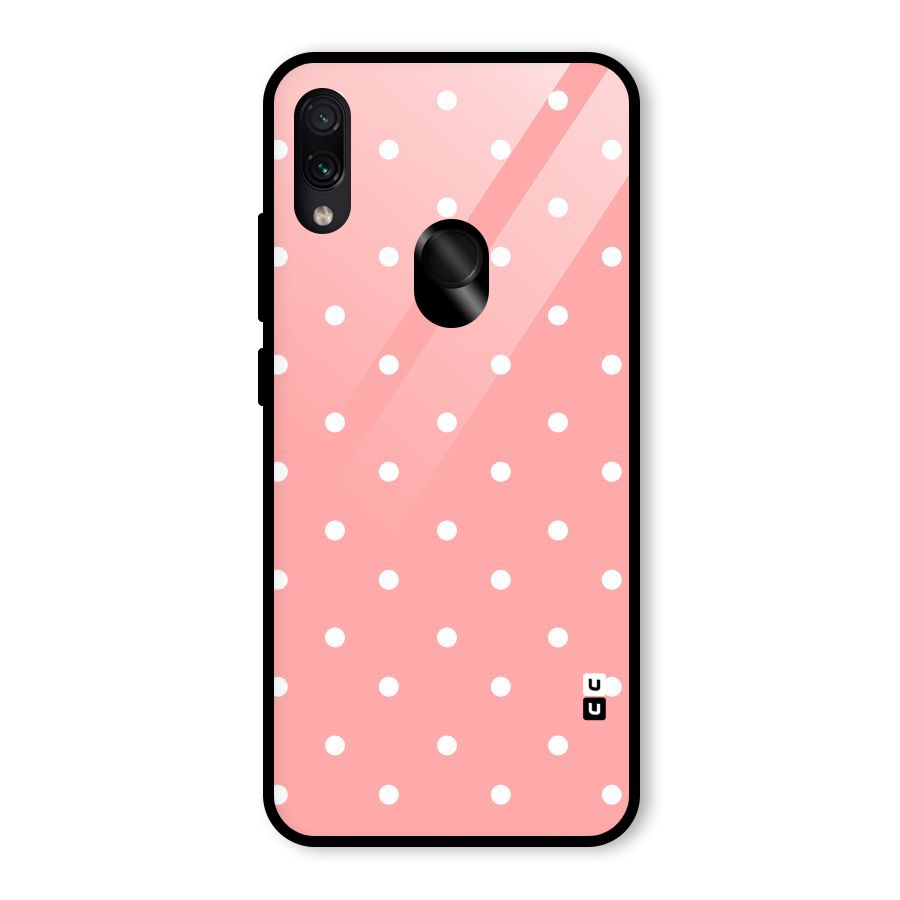 Peach Polka Pattern Glass Back Case for Redmi Note 7