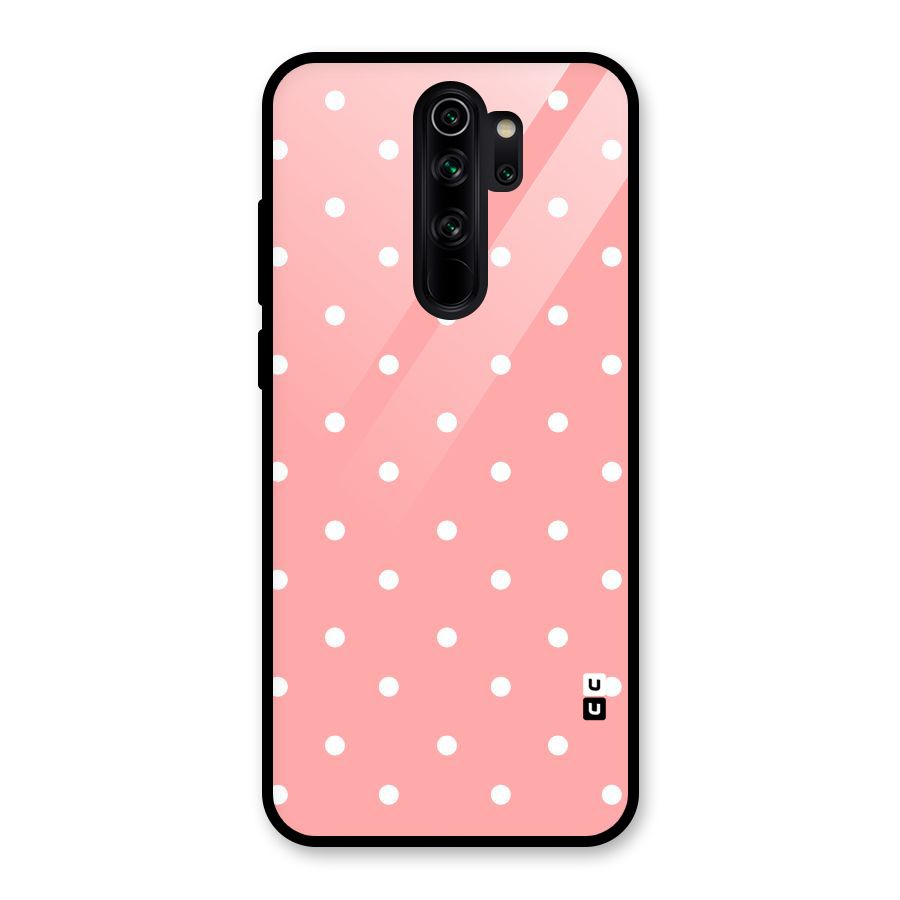 Peach Polka Pattern Glass Back Case for Redmi Note 8 Pro