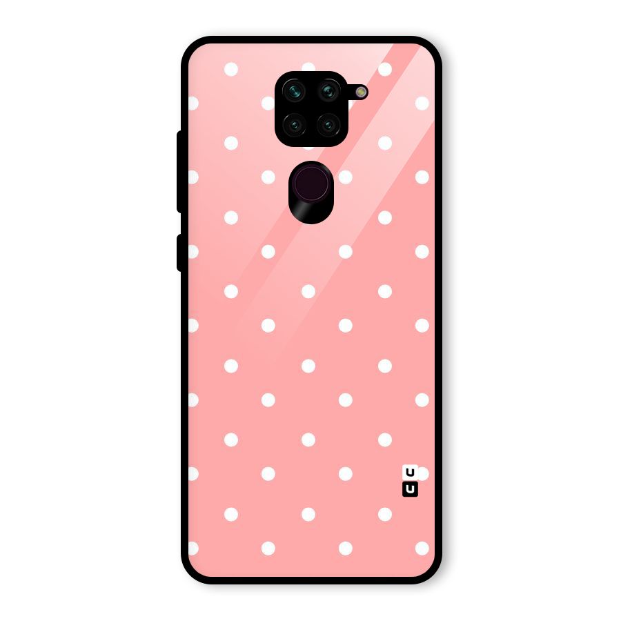 Peach Polka Pattern Glass Back Case for Redmi Note 9