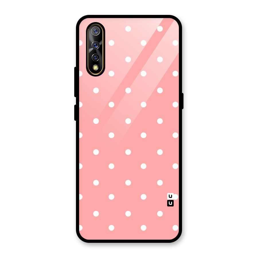 Peach Polka Pattern Glass Back Case for Vivo S1